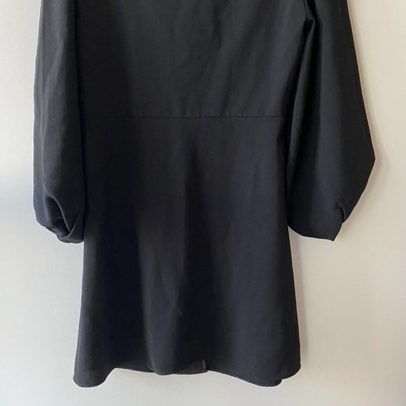 Zara Buttoned V Neck Balloon Sleeve Dress - Picture 7 of 7